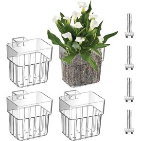 4 Pcs Aquarium Plant Holder,Hanging Fish Tank Plant Pot Aquarium Planter Cups,Suitable for Fish Tank Scene Arrangement of a Variety of Plants Hydroponics