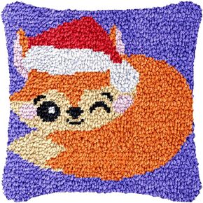 DL-YTG Latch Hook Kits Pillow Cactus Crochet Yarn Cushion Colour Pre-Printed Canvas Rug Needlework DIY Pillowcase Hook and Latch Kit Christmas Home Arts Crafts Sofa Decoration 17 X17inch
