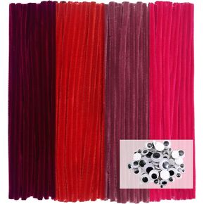 TOAOB 200pcs Pipe Cleaners Crafts Supplies Set Includes 100pcs Green Chenille Stems 100pcs Assorted Size Wiggle Googly Eyes for Craft DIY Art Supplies