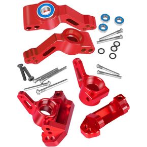 Aluminum Front Caster Block,Steering Blocks and Rear Stub Axle Carriers kit Upgrades Parts for 1/10 Slash 2WD/Stampede 2WD/Rustler 2WD,ARRCat Hop Ups Upgrades Parts,Replace 3632 3736 3752,Blue