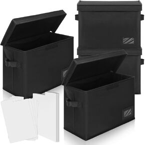 Lincia 4 Pack Comic Book Storage Boxes with 20 Book Dividers Collapsible Comic Box Case with Lid Moistureproof Dustproof Comic Short Box Holds 150-180 Comics Comics,15.4" x 7.5" x 11.4"