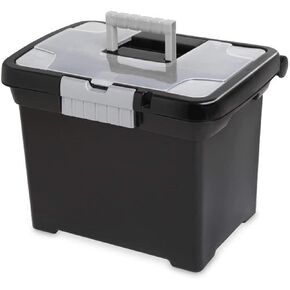 LavoHome Portable File Storage Organizer Box Heavy Duty Sturdy With Lid for Filing Files, Letters,Folders,Spacious-School&Office Supplies-Black