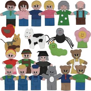 Felt Finger Puppets for Storytelling, Set of 23, 4 inch, Fairy Tales and Nursery Rhymes Characters