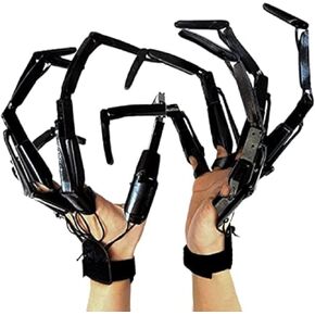 1 Pair Halloween Articulated Fingers, Festival Cosplay Prop Gear Realistic Skeleton Bone Claws Extender with Flexible Joint, 3D Printed Articulated Finger Extensions Fits All Finger Sizes (Black)