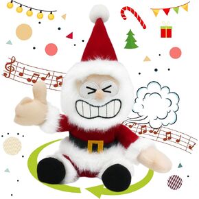 Fart Santa Claus Repeats What You Say Musical Rotating Interactive Christmas Animated Plush Toy Electric Spinning Xmas Stuffed Animal for Kids