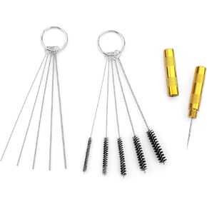 Piriuuo Multi-Purpose Airbrush Cleaning Kit, Spray Cleaning Repair Tool Airbrush Cleaner Airbrush Accessories Kit Includes 5 Pcs Cleaning Needles, 5 Pcs Cleaning Brushes and 1 Wash Needle