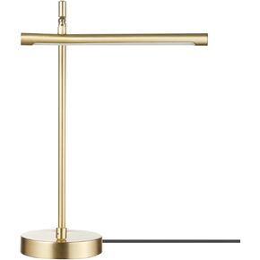 Globe Electric 52889 West 15" LED Integrated Desk Lamp, Matte Brass, 200 Lumens, Dimmer Rotary Switch