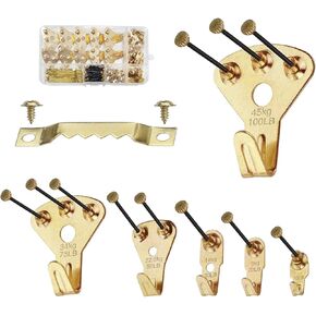 Picture Hanging Kit 151 pcs Picture Hangers, Picture Frame Hanger Tool,Artwork Photo Mirror Wall Decor Hooks with Nails Hardware (151)