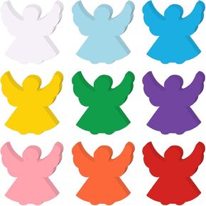 MixTeach 72 Pcs Angel Cutouts Paper Angel 6 Inch Christmas Angel Shaped Cut Outs Assorted Color Paper Angel Die Cut for Christmas Winter Celebration Decor Bulletin Board School Classroom Craft Project