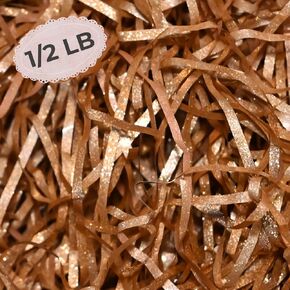 Kalyamo Champagne Gold Glitter Shredded Basket Filler| 1/2 lb (8oz) Sophisticated Color for Gift Wrapping| Christmas Holiday Essentials | Child Friendly DIY Craft Suppply No Paper Cut