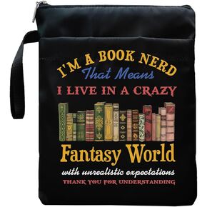 Book Sleeve, Book Covers with Zipper, Funny Book Cover Protector Gifts for Book Lover, Gift for Librarian Bookworm Reader, I'm A Book Nerd