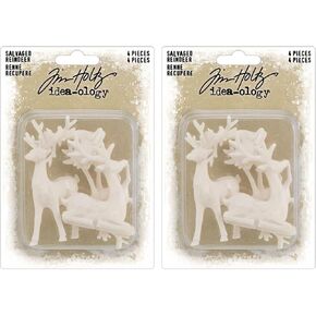 Tim Holtz Idea-Ology 2023 Christmas Holiday Salvaged Reindeer - Bundle of Two Items
