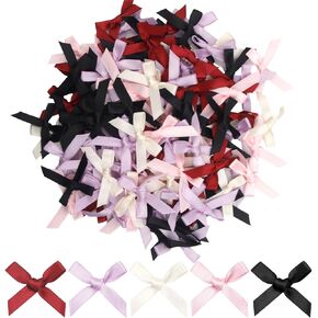 100 Pcs Mini Ribbon Bows, Multicolor Small Bows, Tiny Decoration Ribbon Bows,Twist Tie Bows for Gift Wrapping Hair Clip Flower Bouquet Wedding Birthday Sewing Scrapbooking(5 Colours) in Saudi Arabia