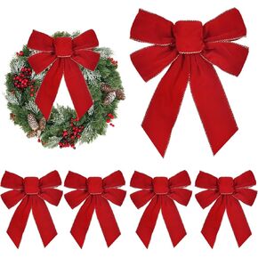 TONIFUL 24pcs Small Size 5x7 Inch Velvet Bow for Gift Packaging, Door Windows Christmas Tree Decoration, Wedding Party Decoration