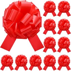 12 Pcs 12 Inch Giant Gift Bow Big Red Bow for Car, Large Gift Bow for Big Present Red Ribbon Big Gift Bow for Bikes, Large Appliances,Table Decorations, Party Events and Christmas Surprise Gift
