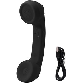 Retro Telephone Handset, Bluetooth Cordless Mobile Phone Radiation Proof Telephone Handset USB Handsets for Cell Phones(Black)