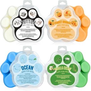 4 Pack 3 oz Scented Melting Wax for Candle Warmers, 4 Scents, Cat's Paw Shaped Soy Wax Blocks for Home Odor Removal