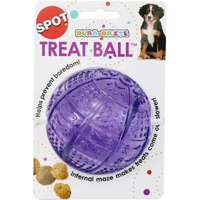 SPOT Dura-Brite Treat Ball - Treat Dispensing Dog Toy Made With Durable TPR Rubber, Interactive Slow Feeder Puzzle Ball, Prevents Boredom and Makes Mealtime Fun - 3in, Assorted Colors