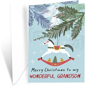 Prime Greetings Christmas Card Son, Made in America, Eco-Friendly, Thick Card Stock with Premium Envelope 5in x 7.75in, Packaged in Protective Mailer