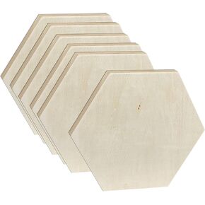 Unfinished Wooden Panels for Painting, Blank Wood Hexagon Framed Boards for Crafting Art Pouring (10x11.6 in, 6 Pack)
