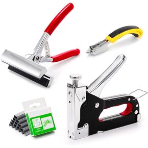 ZENFUN Heavy Duty Stretching Canvas Pliers with Spring Return Handles, and Staple Remover,3 in 1 Staple Gun for Upholstery with 1000 Staples, Canvas Stretcher Plier Set for Art Oil Painting Framing