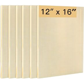6PCS Wood Panels for Painting, 12 x 16 Inch Craft Wood Canvas Panel Boards Unfinished Wood Panels for Arts & Crafts, Wooden Painting Pouring Panel Board