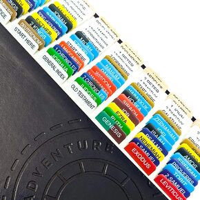 Index Tabs for The Great Adventure Bible, 96 Color Coded Clear PVC Laminated Tabs, Bible Diary Label, Bible Book Tabs, Includes Alignment Guide and 4 Blank tabs
