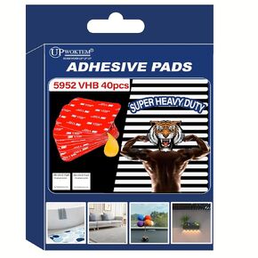 Double Sided Sticky Pads, 40 PCS Heavy Duty Adhesive Pad, Extra Strong VHB Waterproof Mounting Tape for Indoor&Outdoor(1.18in x 1.57in)
