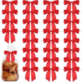 Red Satin Bows for Crafts, 50 Pieces Twist Tie Bows 3.5'' Pre-Tied Craft Bows Party Decorations for Wedding Baby Shower Brithday Valentine's Day Christmas Party Favors Treat Bags Gift Wrapping Basket