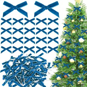 100 Pcs Mini Velvet Bows 3 X 2 Inches Khaki Christmas Bows for Christmas Tree Wreath Garland Home Wedding Decoration