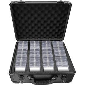 Graded Card Case - Compatible with 120+ BGS FGS Graded Sports Trading Cards, Sports Cards Holder, Graded Slab Card Storage Box with 4 Custom Card Carrying Case Impact Absorbing Foam Slots