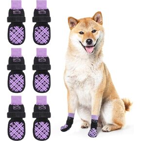 BEAUTYZOO Non Slip Dog Socks to Prevent Licking Paws, Dog Shoes Booties for Hardwood Floors Anti Slip-Thick Grip Works Even When Twisted-Paw Protector for Cold Pavement Small Medium Large Senior Dogs