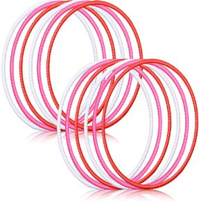 Sratte 12 Pcs Toy Hoop for Kid Detachable Adjustable Toy Hoop Colored Exercise Ring Plastic Circle for Kid Teen Gymnastics Equipment Require Self Assembly, 24 Inch (Black, Gold, Silver)