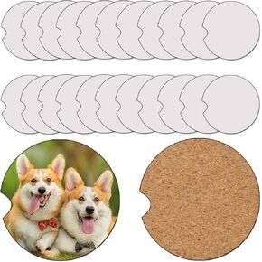 Sublimation Car Coasters Blanks with Cork Back 2.75 inch MDF Sublimation Blanks Bulk Products Car Coasters Sublimation Cup Holder Blanks DIY Crafts 24 Pack