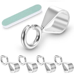 5Pcs Necklace Clasp with Silver Polishing Bar, Sterling Silver Bails for Jewelry Making, Slider Pendant Clasp with Open Loop for Pendants Slider Connectors, Made in Italy
