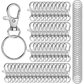 Bonison Metal Swivel Lobster Claw Clasps, 50 PCS in 25 Sets Keychain Clip with Key Rings, Keychain Making Kit Accessories Keychain Rings for Crafts Jewelry Lanyard Making