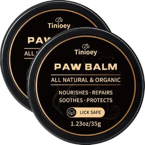 All-Natural Lick Safe Dog Paw Balm for Dogs & Cats | Dog Paw Pad Balm | Snout Soother for Dogs | Paw Balm Dogs and Dog Nose Balm for for Dry, Cracked, Irritated, Itchy Nose & Paws (1.23oz*2)