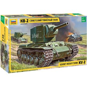 Zvezda 530003608 1:35 WWII Russian Tank KV-2 Gigant, Model, Plastic Construction, Assembly Kit, Detailed Replica