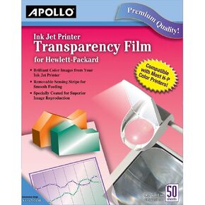 Apollo Transparency Film for Inkjet Printers, for Hewlett-Packard, 50 Sheets/Pack (VCG7031S)