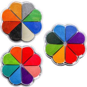 DEAYOU 24 Colors Petal Craft Ink Pad, Waterdrop Shaped Rubber Stamp Pads, Rainbow Finger Ink Pads for Card Making, Scrapbook, Kids Painting DIY, Adult, 3 Styles