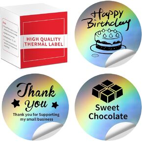 Phomemo Holographic Finish Laser Silver Labels, 2" Round Label Paper Sticker for Small Business, Logo Design, Photo Logo, Price Tag, DIY Labeling,Labels for Phomemo M110 M220 M221 Label Maker