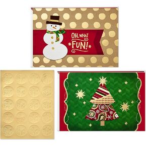 Hallmark Christmas Boxed Card Assortment, Snowman and Christmas Tree (40 Cards with Envelopes and Gold Seals)