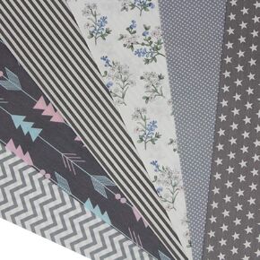 aufodara 6Pcs 20x20 Inch Cotton Fabric Squares Bundles for Sewing Quilting Patterns Textile Patchwork Fabric Pre-Cut Fabric Fat Quarters for DIY Crafts Handwork Decoration Scrapbooking (Gray)