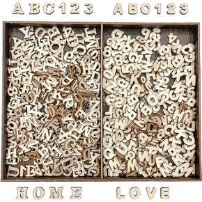 Cregugua 592 Pieces 1/2 Inch Mini Wooden Alphabet Letters and Unfinished Wood Numbers with Rustic Storage Tray for Scrapbooking DIY Crafts Homemade Gifts