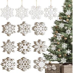 زخارف ندفة الثلج الخشبية المعلقة زينة عيد الميلاد 36 قطعة، رقاقات الثلج المجوفة الخشبية زينة الشتاء من السقف 9 أنماط من القواطع DIY زينة زينة السنة الجديدة طلاء غير مكتمل in Kuwait