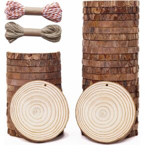 30pcs Unfinished Wood Slices - 2" x 2.4"- Ideal for Crafts, DIY, and Christmas Ornaments