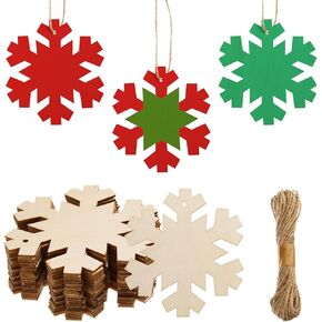 72 Pcs Wooden Christmas Ornaments Unfinished Wooden Circles with Holes Round Wood Discs Slices Blank Wood Christmas Tags with Twine for DIY Crafts Holiday Xmas Tree Party Hanging Decoration,3.1x4