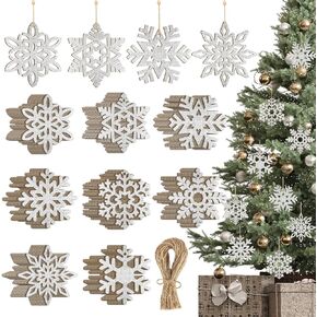 Wooden Snowflake Ornaments Hanging Christmas Decorations 36PCS,Wood Hollow Snowflakes Crafts Winter Decorations from Ceiling 9 Styles of DIY Cutouts Ornament New Year Decorations Paint Unfinished