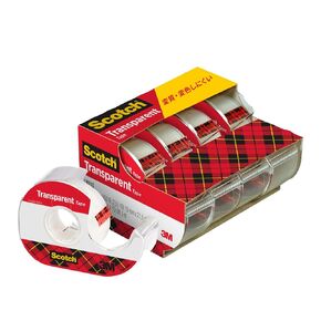 3M Scotch 4184 Transparent Tape with Dispenser, 0.7 x 8.5 ft (19 x 21.5 m), Small Rolls, 4 Rolls