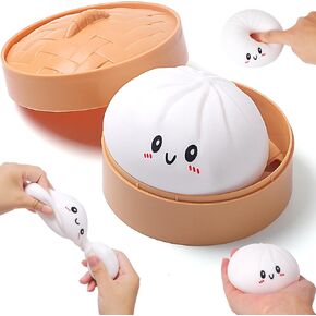 Squishy Dumpling Stress Balls for Adults, Dumpling Squishy Toys for Kids, Dumpling Squishy Fidget Sensory Toy, Squeeze Dough Ball Stress Relief Toy, Stretchy Stress Ball Squish Toys for ADHD